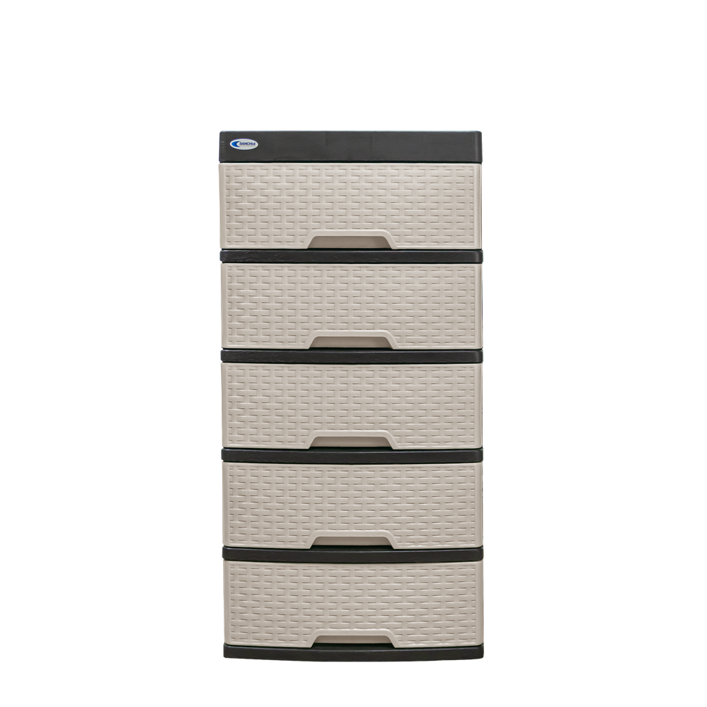 GAVETERO PLAS RATAN 5 GAV BEIGE C/TOMA/ENCH ETERNO POW SANCHIA