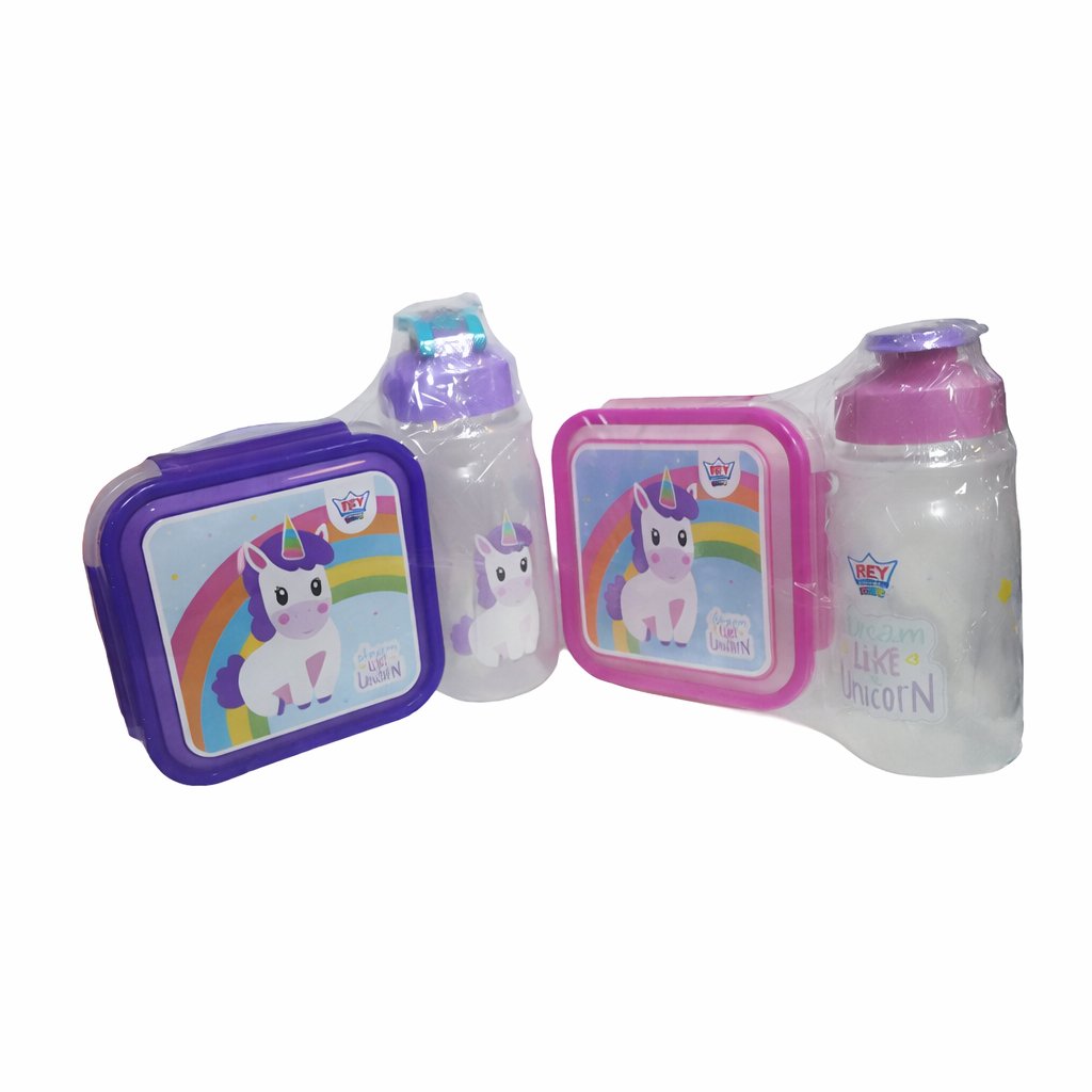 SET ESCOLAR PLAS DECO UNICORNIO-TAPER 500ML+BEBETODO 400 ML REYPLAST RWX036600