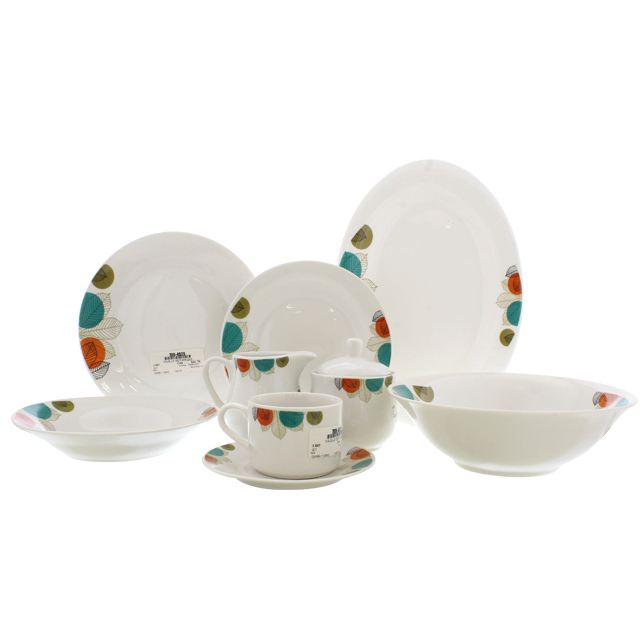 VAJILLA PORCE 45 PZAS BL/ANAR/VD ROYAL LINE 705-4525