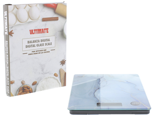 BASCULA/PESA DIGITAL P/COCINA VID 20X15CM ULTIMATE 739-04095