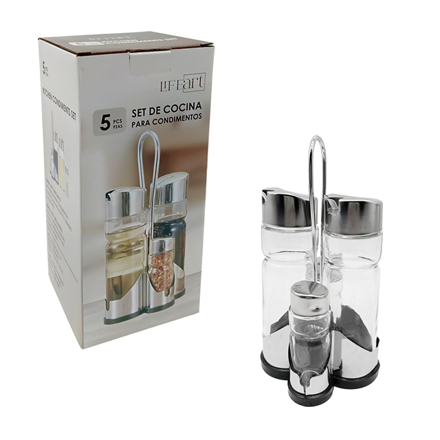 ACEITERO/VINAGRERA VID/MET 5 PZ 180/40ML LIFE ART 750-2401791
