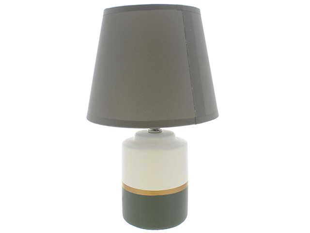 LAMPARA MESA 30 CM CERA/TELA BL/GR DECORE 604-04301