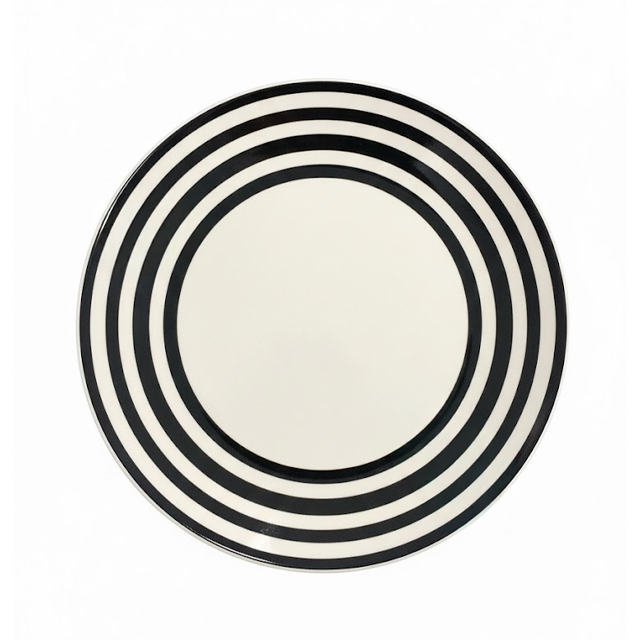 PLATO CERA RED 7.5" C/RAYAS BL/NG LIFE ART MAYS N21-02255