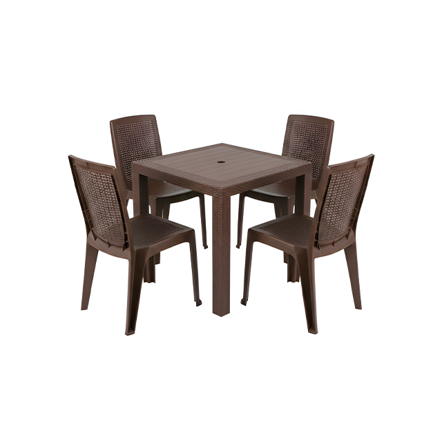 COMBO MESA+4 SILLA RATAN S/B TACOPLAST