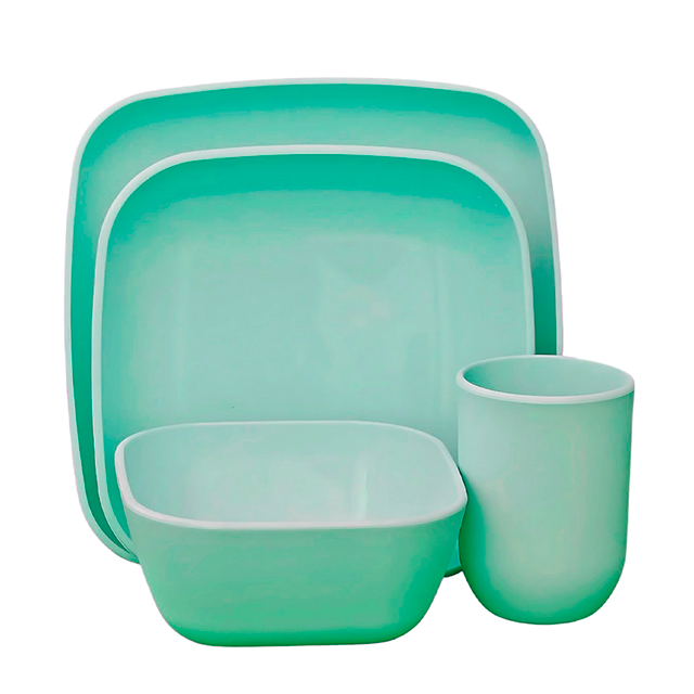 SET 4 PZ VAJILLA PLAS PLATO 8 Y 9"/BOWL 6"/VASO 15 OZ ETERNO MEGA 2164