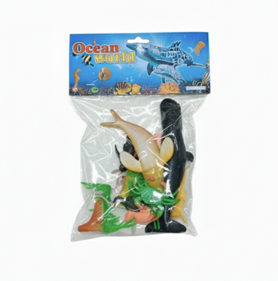 JUEGO 12 ANIMALES MARINOS GDES/PEQ PLAS+4 PASTOS CASAMAS 1506