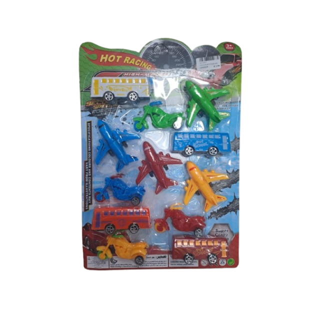 SET 12 PZ AVIONES/MOTOS/BUSES PLAS BLIS BL721066