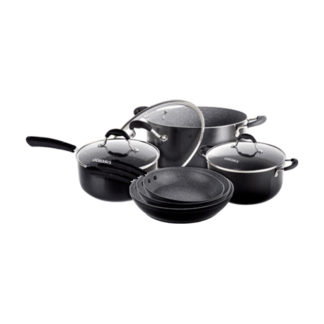 BATERIA COCINA ANTIAD MARMOLIZADA 9 PZ ALSASA BAANTMARM003