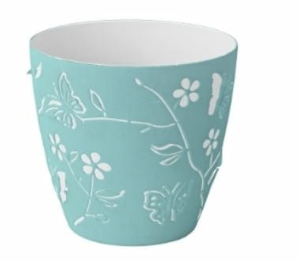 MACETA PLAS MARIPOSA 14 CM #1 BL/TURQ MEGA