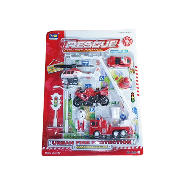 SET TRANSPORTE BOMBEROS 43X32 CM BLIS 9 PZ GIGI GX-828-3