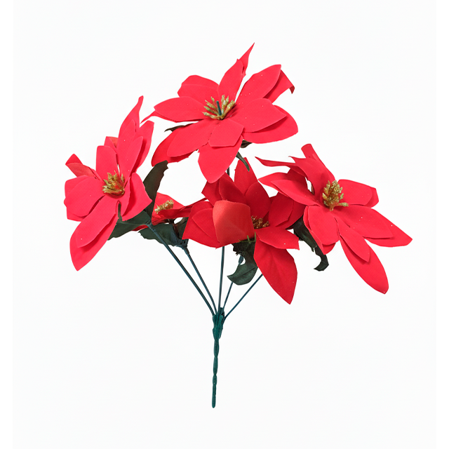 RAMO PASCUA ROJA 5 RAMAS PANA 14 CM 10125-24NAV5