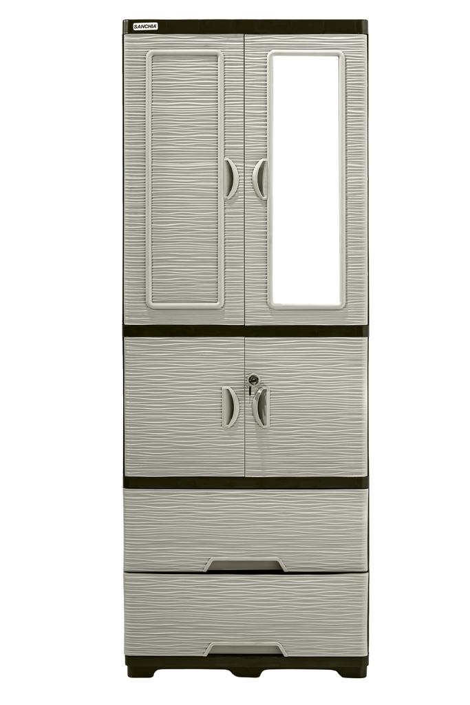 ARMARIO PLAS AURA CLOSET 165x60x40 CM 4 PTAS/2 GAV 1 ESPEJO BEIGE/CF C/12 GAN SANCHIA