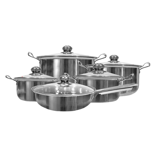 SET 10 PZ OLLAS 4UN/1 SARTEN ACER INOX C/T VID CAJ MASTER COOK