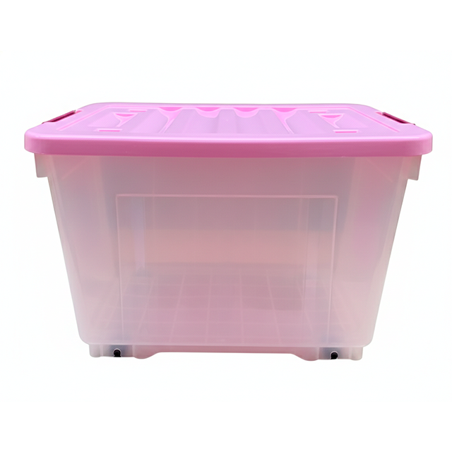 CAJA PLAS ALMACENAMIENTO 90 LT C/RUEDAS ROSA MEGA 32759