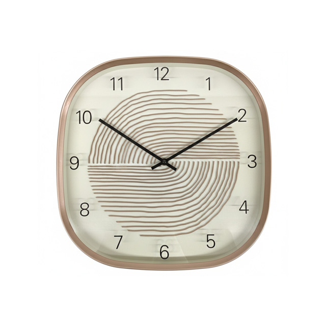RELOJ PARED 40 CM CUAD ROS DOR/CREM 602-03695