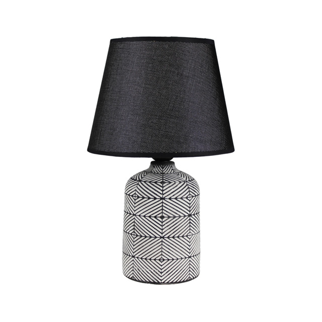 LAMPARA MESA 30.5 CM BASE CILIND DECO NG/BL 604-05408