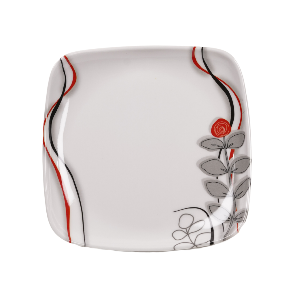 PLATO MELA 6" CUAD LISO BL DECO C/RJ-NG-GR CM MEL-CR-19