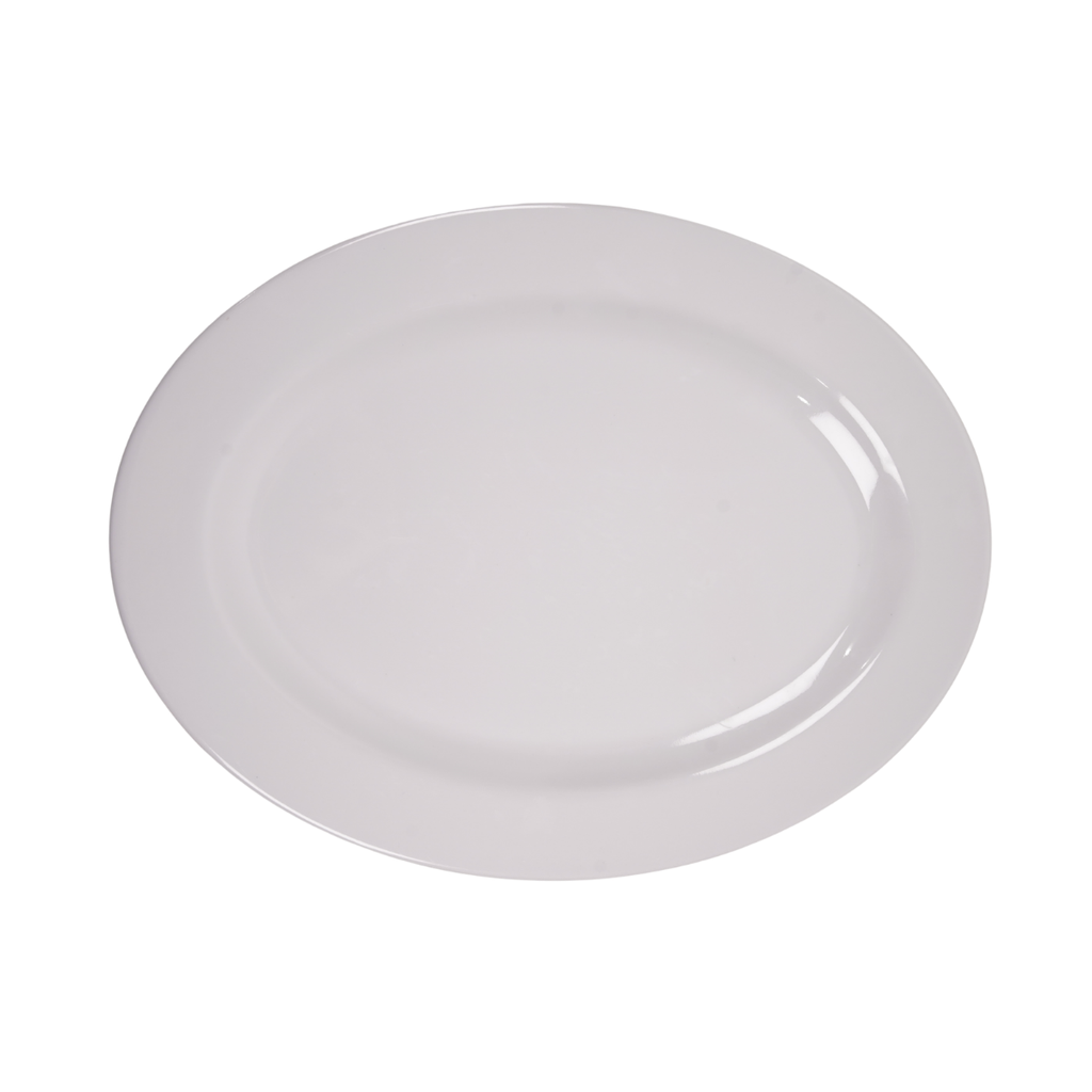 PLATO MELA 11.6" OVAL LISO C/ORILLA BL CM MEL-CR-11