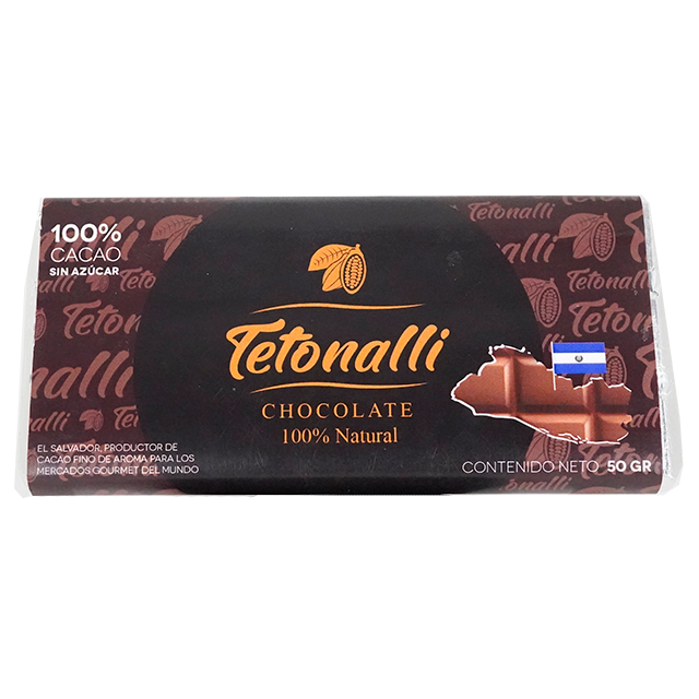 CHOCOLATE BARRA AMARGO 100% CACAO 50 GR TETONALLI
