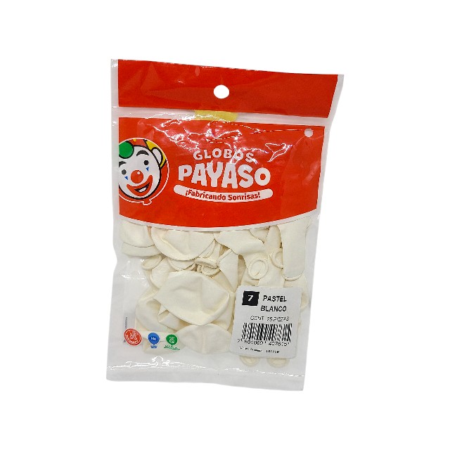 GLOBO 7 BL LISO BIODEG 25 PZ PAYASO