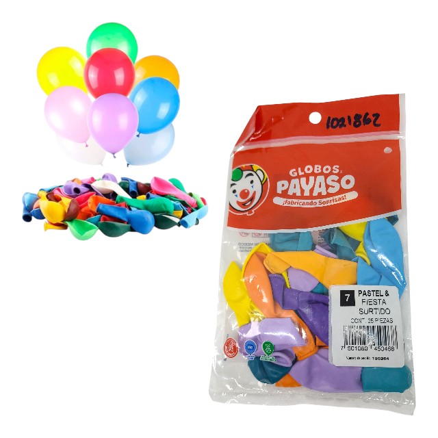 GLOBO 7 COL SURT BIODEG 25 PZ PAYASO