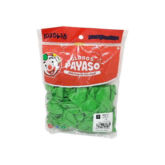 GLOBO 7 VERDE LIMA STD 100 PZ CARNAVAL 250395