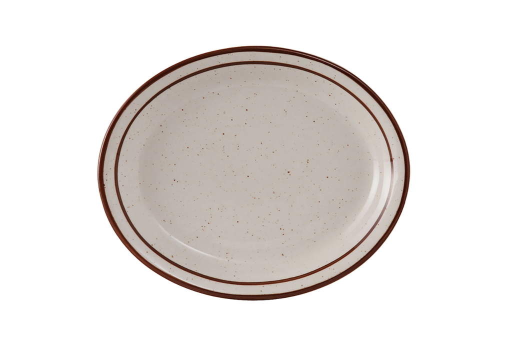 PLATO CERA 11.5X9" OVAL O/CF MOTEADO TUXTON TBS-013