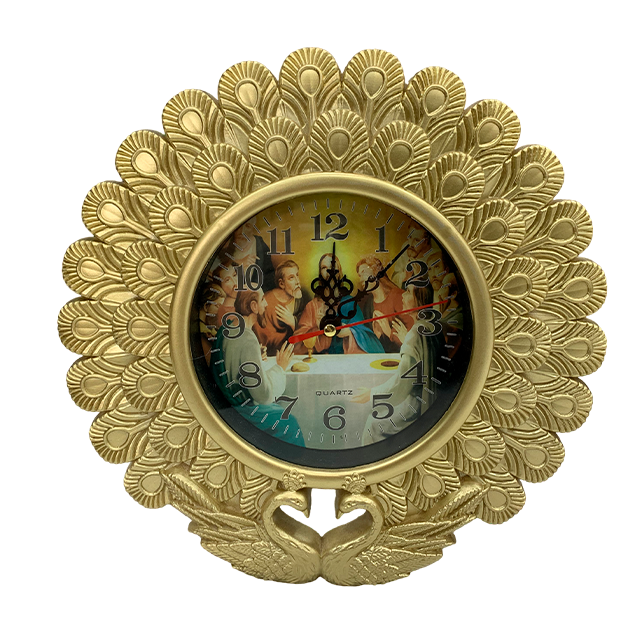 RELOJ PARED RED RELIGIOSO DECO PAVO REAL 91325-2