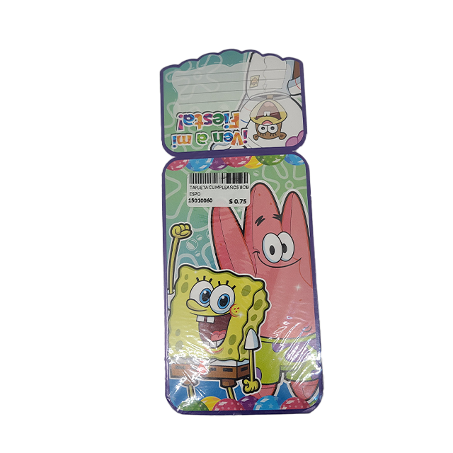 TARJETA CUMPLEAÑOS BOB ESPONJA PEQ 10 UN SERMEL