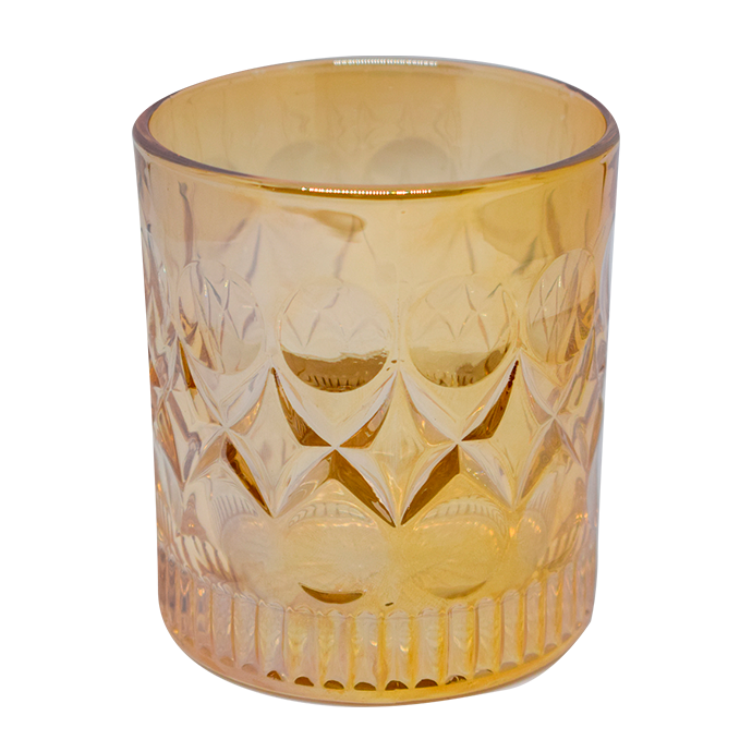 VASO VID WHISKY 300 ML DOR DECO REL 8X9 CM B038