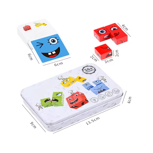 ROMPECABEZA EXPRESIONES CUBOS MAD+TARJ CAJA MET 1055