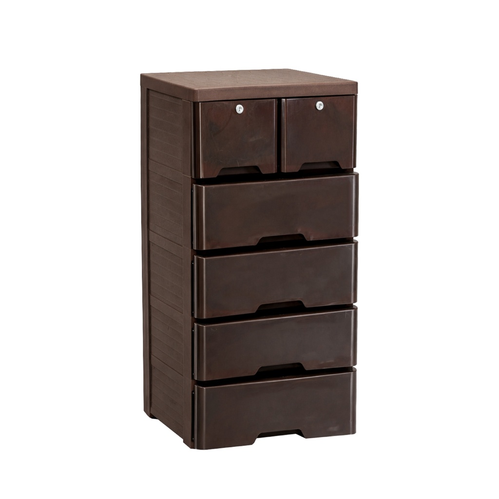 GAVETERO QUEEN PLAS 5 NIV C/LLAVE CAFE MEGA