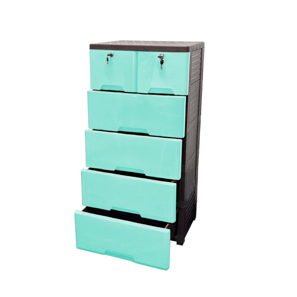 GAVETERO QUEEN PLAS 5 NIV C/LLAVE TURQUESA MEGA