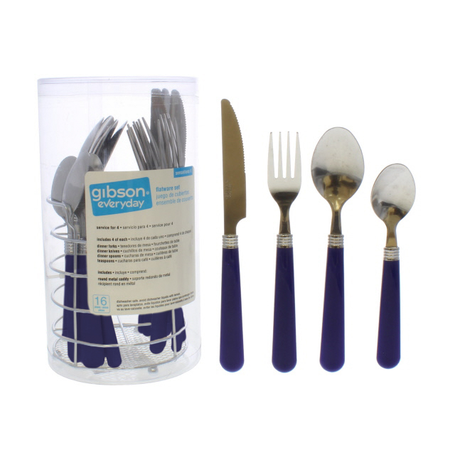 SET CUBIERTOS 16 PZ ACER INOX/PLAS C/ORGANIZ AZ GIBSON 703-5352816