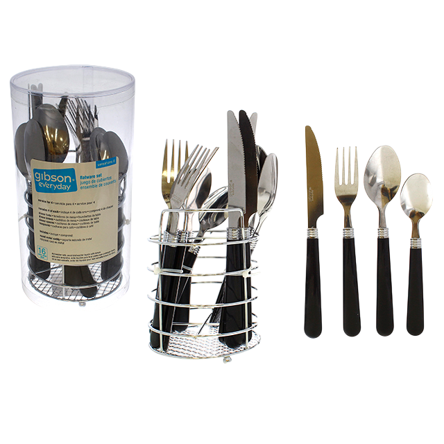 SET CUBIERTOS 16 PZ ACER INOX/PLAS C/ORGANIZ NG GIBSON  703-5344116