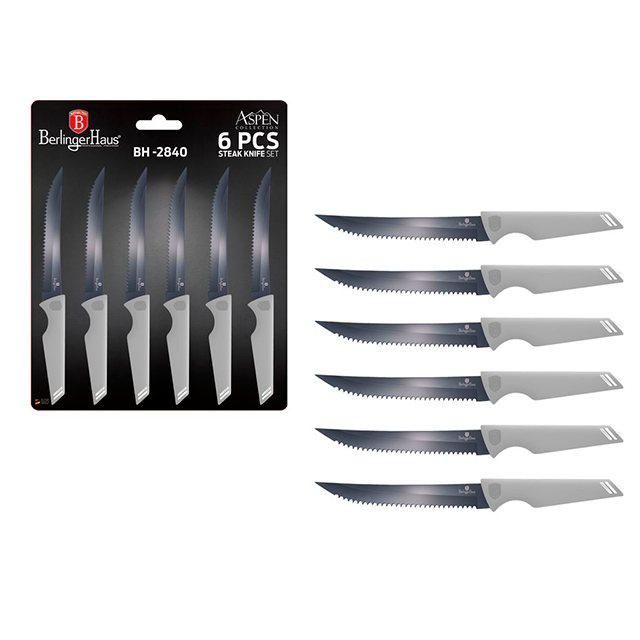 SET 6 CUCHILLOS ACER INOX LISOS GRIS BERLINGER HAUS MAYS 716-BH2840