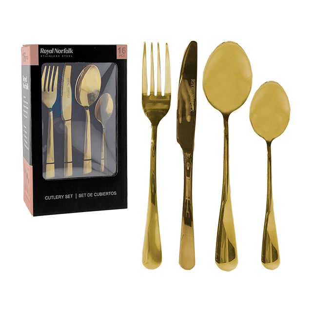 SET CUBIERTOS ACER DORADO 16 PZ GOLD ROYAL  716-14893