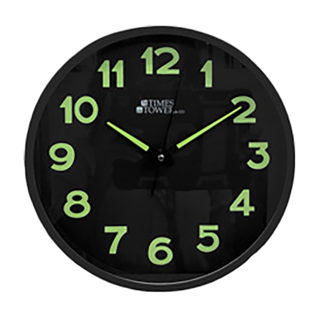 RELOJ PARED 10" CM LISO BL/VD NG/VD TIMES TOWER 602-04679