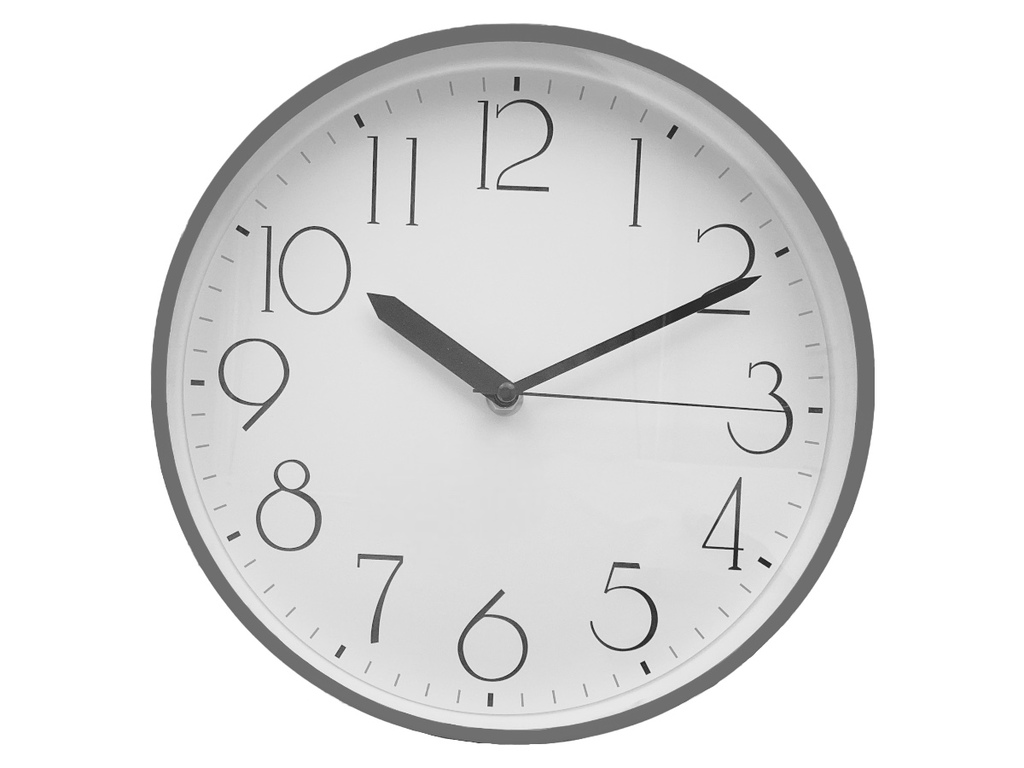 RELOJ PARED 10" LISO GRIS TIMES TOWER 602-200654