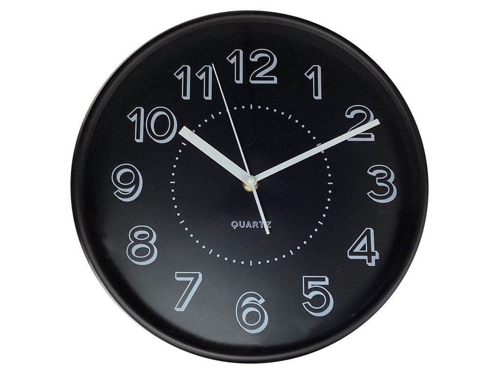 RELOJ PARED 11.8" CM LISO NG/BL TIMES TOWER 602-01058