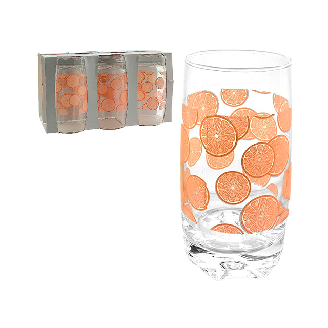 SET 6 VASOS VID 12 OZ D/NARANJA TRANS/ANAR HARTIN MAYS 751-10700068C