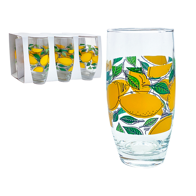 SET 6 VASOS VID 14 OZ D/LIMON/HOJ TRANS/VD-AM HARTIN  751-L10700008F