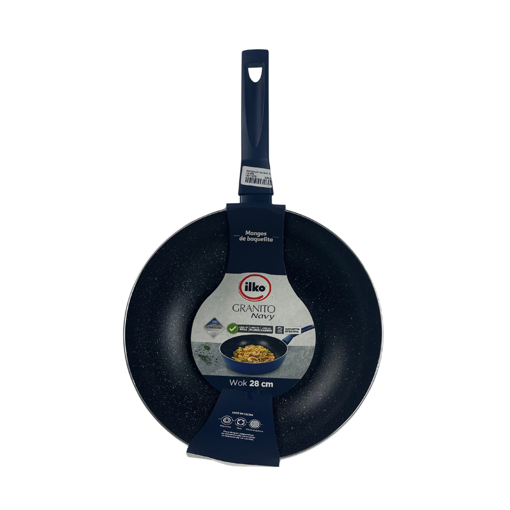 SARTEN WOK ANTIAD 28 CM GRANITO NAVY ILKO 1100371