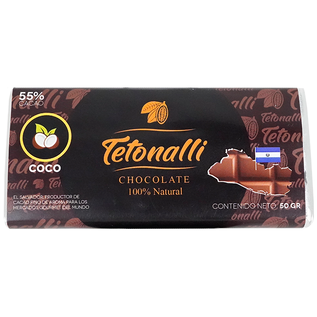 CHOCOLATE BARRA COCO 55% CACAO 50 GR TETONALLI