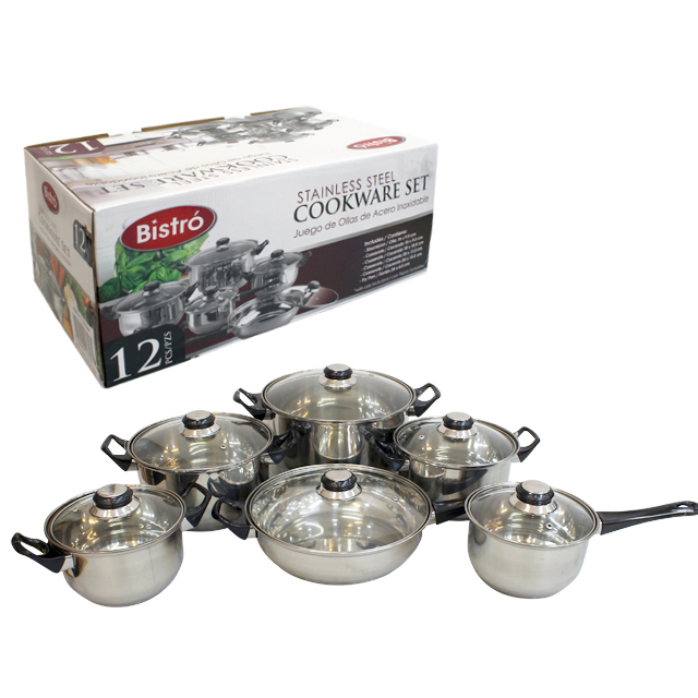 SET 12 PZ OLLAS VID/ACER 16/18/20/24 CM BISTRO MAYS 713-0457607