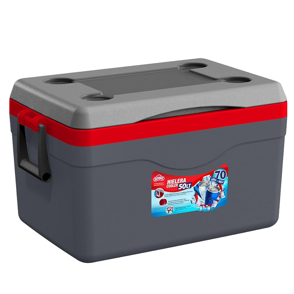 HIELERA POLAR 50 LT C/DRENAJE C/AGARRAD GRIS LAVA GUATEPLAST AR016911-GLV-0