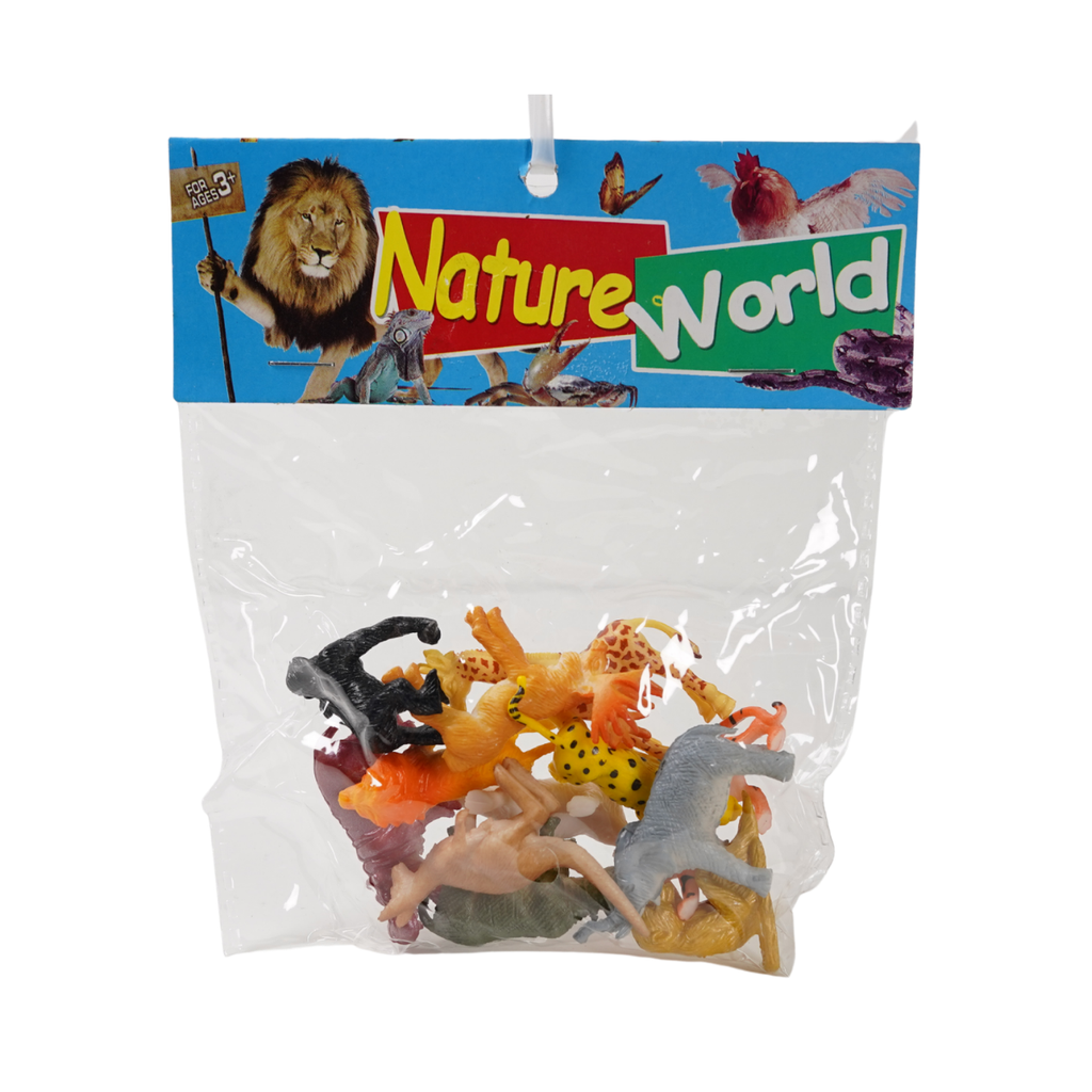 SET 12 ANIMALES SALVAJES PLAS 1.5" BOL CASAMAS 1317
