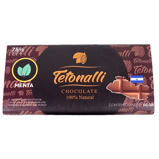 [15012209] CHOCOLATE BARRA MENTA 75% CACAO 50 GR TETONALLI