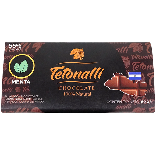 [15012213] CHOCOLATE BARRA MENTA 55% CACAO 50 GR TETONALLI