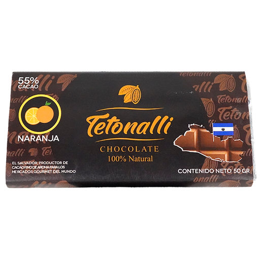 [15012214] CHOCOLATE BARRA NARANJA 55% CACAO 50 GR TETONALLI